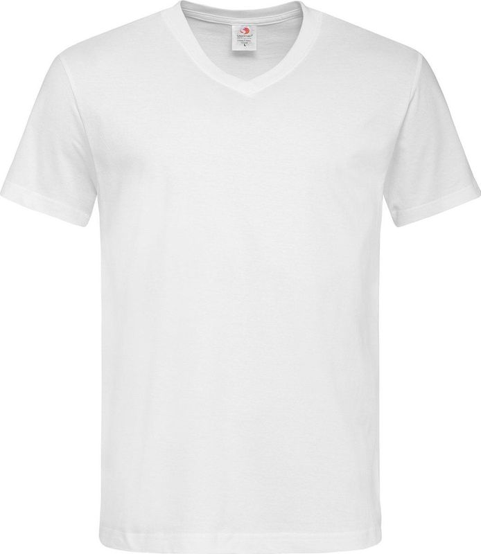 Wit basic heren t-shirt v-hals 150 grams katoen