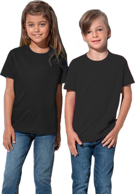 Zwarte kinder t-shirts 100 katoen - Kinderkleding basics 110 116