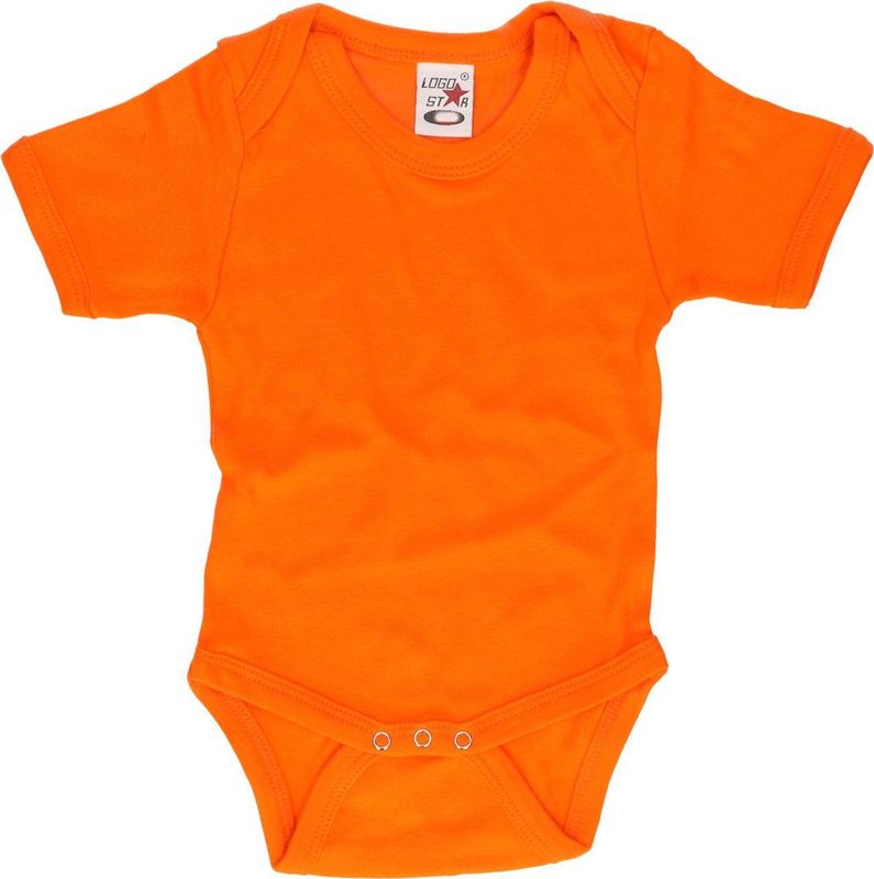 Logostar - Rompertje - Oranje - Korte Mouwtjes - 100% Katoen - Kraamcadeau