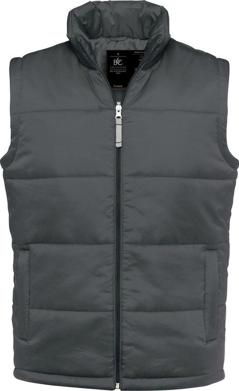 B&C - Gewatteerde Bodywarmer - Donkergrijs - Nylon - Met Opstaande Kraag