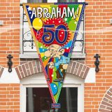Folat Mega vlag Abraham - 90 x 150 cm - stof - 50 jaar - feestversiering - feestartikelen