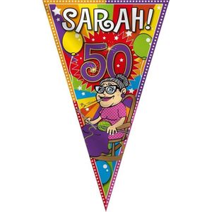 Folat Mega vlag Sarah - 90 x 150 cm - polyester - 50 jaar verjaardag versiering