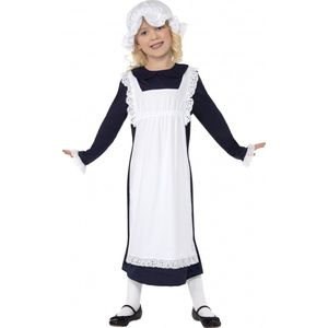 Dienstmeid kostuum - meisjes - jurkje, schort, muts - ouderwets - boerin - weeskind - Carnavalsjurken