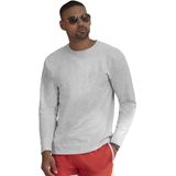 Fruit of the Loom - T-shirt Lange Mouwen - Heren - Grijs - Katoen - Regular Fit - Ronde Hals