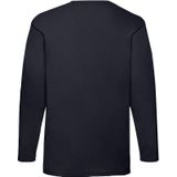 Fruit of the Loom - T-shirt Lange Mouwen - Heren - Donkerblauw - Katoen - Regular Fit - Ronde Hals