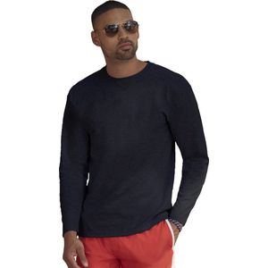 Fruit of the Loom t-shirt lange mouwen - heren - donkerblauw - katoen - regular fit - ronde hals