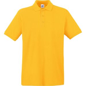 Fruit of the Loom poloshirt premium - geel - heren - katoen - 180 grams