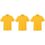 Fruit of the Loom poloshirt premium - geel - heren - katoen - 180 grams