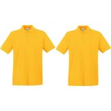 Fruit of the Loom poloshirt premium - geel - heren - katoen - 180 grams