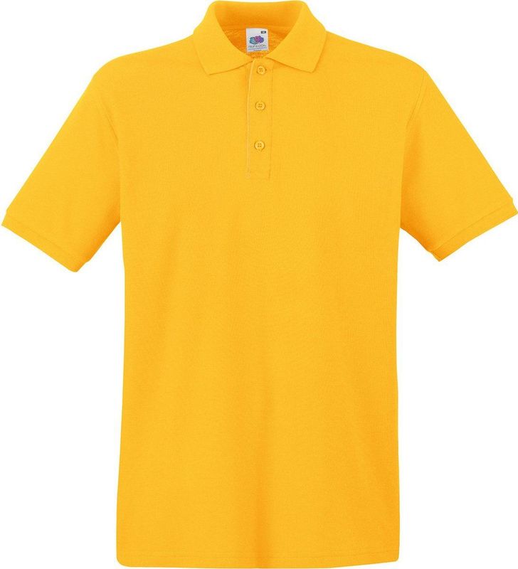 Fruit of the Loom poloshirt premium - geel - heren - katoen - 180 grams