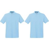 Fruit of the Loom poloshirt premium - lichtblauw - heren - katoen - 180 grams