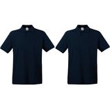 Fruit of the Loom poloshirt premium - donkerblauw - heren - katoen - 180 grams