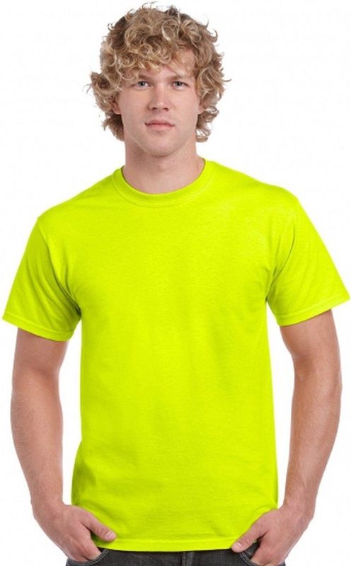 Neon fluor geel T-shirt - Reflecterend - voor heren - Katoen polyester - Opvallend - Normal fit