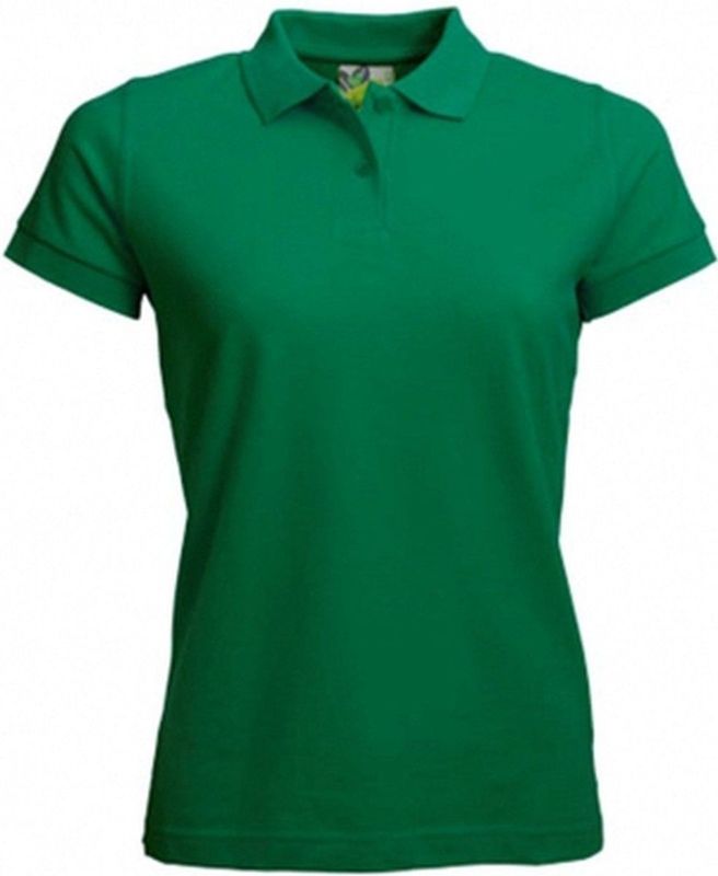 Lemon Soda Dames basic poloshirt - grasgroen - korte mouw - getailleerd - katoen