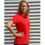 Lemon Soda Dames basic poloshirt - rood - korte mouw - getailleerd - katoen