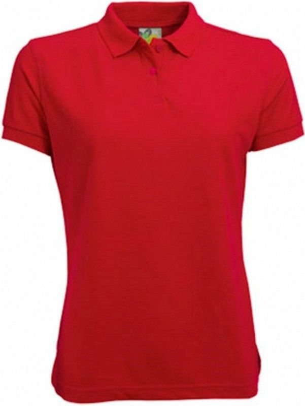 Lemon Soda Dames basic poloshirt - rood - korte mouw - getailleerd - katoen