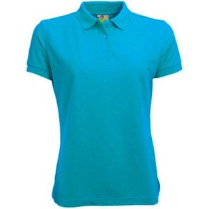 Lemon Soda Dames basic poloshirt - turqouise blauw - korte mouw - getailleerd - katoen