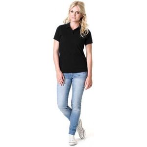 Dames basic poloshirt - zwart - korte mouw - getailleerd - katoen - Polo shirts