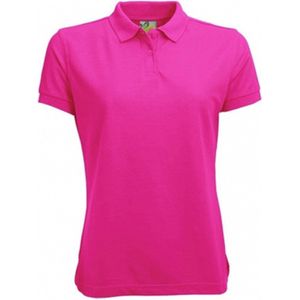 Lemon Soda Dames basic poloshirt - fuchsia roze - korte mouw - getailleerd - katoen