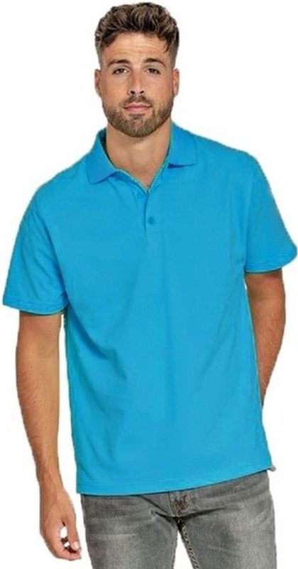 Lemon Soda Heren basic poloshirt - turquoise blauw - korte mouw - katoen - 220 gram