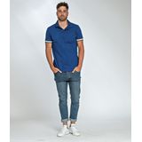 Blauw poloshirt in de kleuren van Italie voor heren