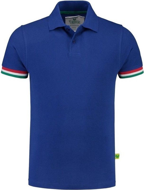 Blauw poloshirt in de kleuren van Italie voor heren