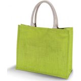Jute lime groene strandtas 42 cm - Strandartikelen beach bags/shoppers