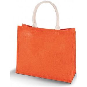 Jute oranje strandtas 42 cm - Strandtassen