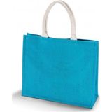 Jute turquoise strandtas 42 cm - Strandartikelen beach bags/shoppers