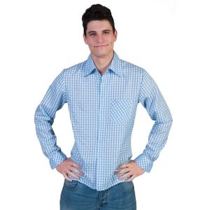 Carnaval verkleed geruite blouse - heren - blauw - Oktoberfest/cowboy - Carnavalsblouses
