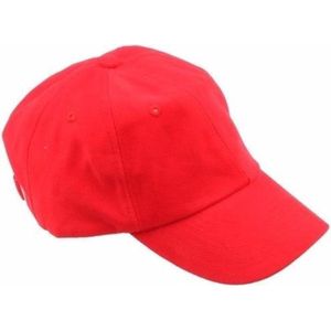 Rode baseballcap - 6 panels pet - 100% katoen met klip sluiting - volwassenen