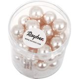35x stuks glaskralen lichtroze parelmoerglans 10 mm - DIY sieraden maken - Kralen rijgen hobby materiaal