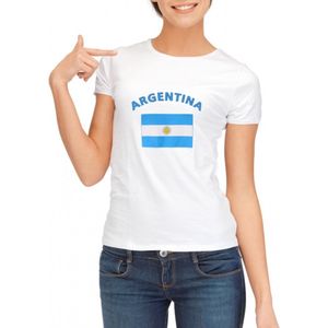 Wit dames t-shirt met vlag van Argentinie M