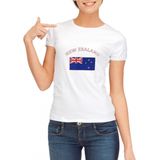 Wit dames t-shirt met vlag van Nieuw Zeeland