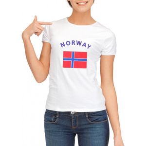 Wit dames t-shirt met vlag van Noorwegen M