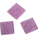 205x stuks Acryl glitter mozaiek steentjes/tegeltjes roze 1 x 1 cm - Mozaiektegel