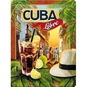 Nostalgic Art wandbord/muurplaatje - metaal - Cuba Libre - 15 x 20 cm - Mancave