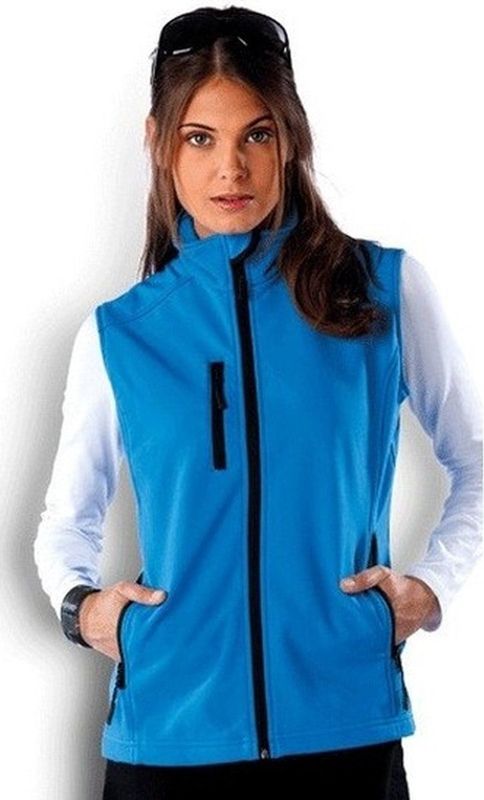 Softshell bodywarmer blauw voor dames - Waterproof/waterdichte sport vesten (36/48)