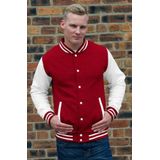 AWDis - College Jacket - Rood met Wit - Drukknopen - Katoen/Polyester - Classic Model