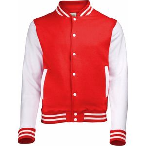 AWDis - College Jacket - Rood met Wit - Drukknopen - Katoen/Polyester - Classic Model