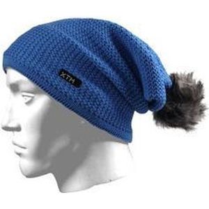 Blauwe wintermuts XTM met bolletje