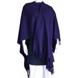 Luxe omslagdoek/poncho - paars - 180 x 140 cm - fleece - Dameskleding accessoires