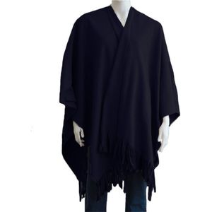 Luxe omslagdoek/poncho - paars - 180 x 140 cm - fleece - Dameskleding accessoires