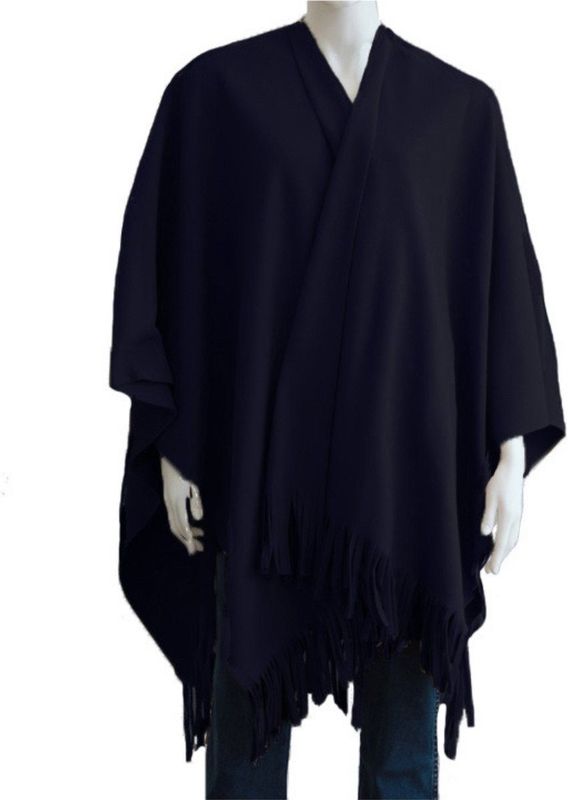 Luxe omslagdoek/poncho - paars - 180 x 140 cm - fleece - Dameskleding accessoires