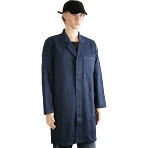Stofjas - navy blauw - volwassenen - katoen - 300 grams - lab jas - werkjas