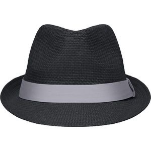 Zwart hoedje met grijze hoedband - Hoeden