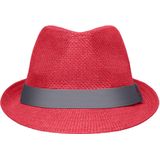 Street style trilby hoedje rood met donkergrijs
