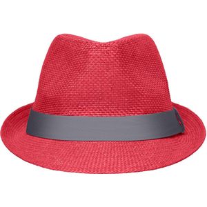 Rood hoedje met donkergrijs hoedband - Hoeden