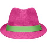 Street style trilby hoedje fuchsia met limegroen