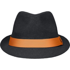 Zwart hoedje met oranje hoedband - Hoeden